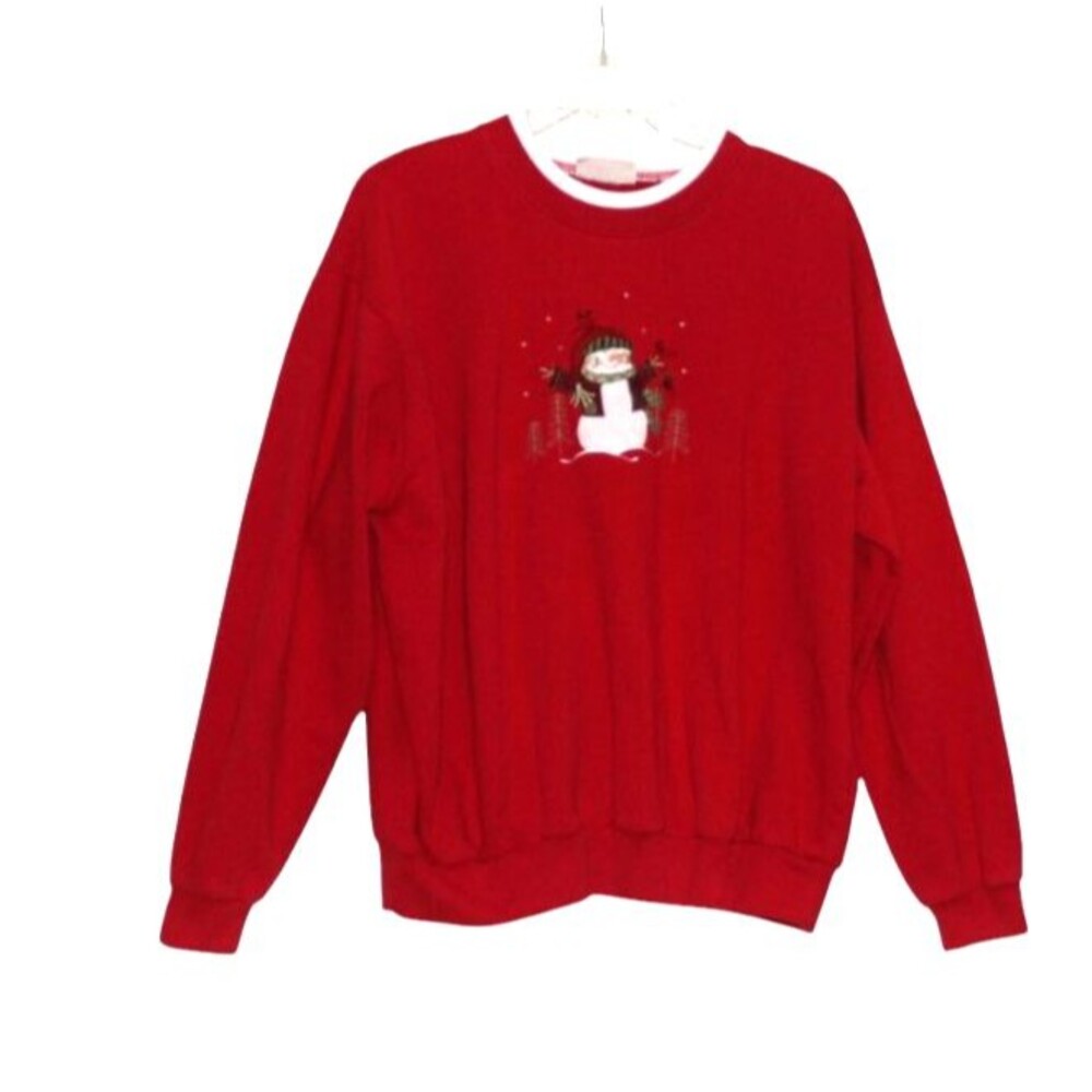 Top Stitch Women's 3XL  Red w/ Embroidered  Snowman Christmas Holiday Sweatshirt